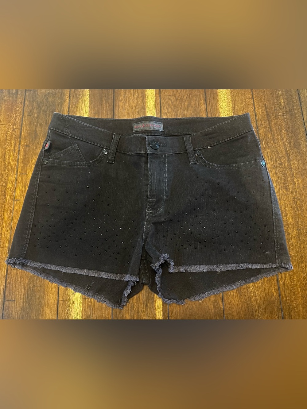 Rock & Republic Black Denim Studded Cutoff Shorts